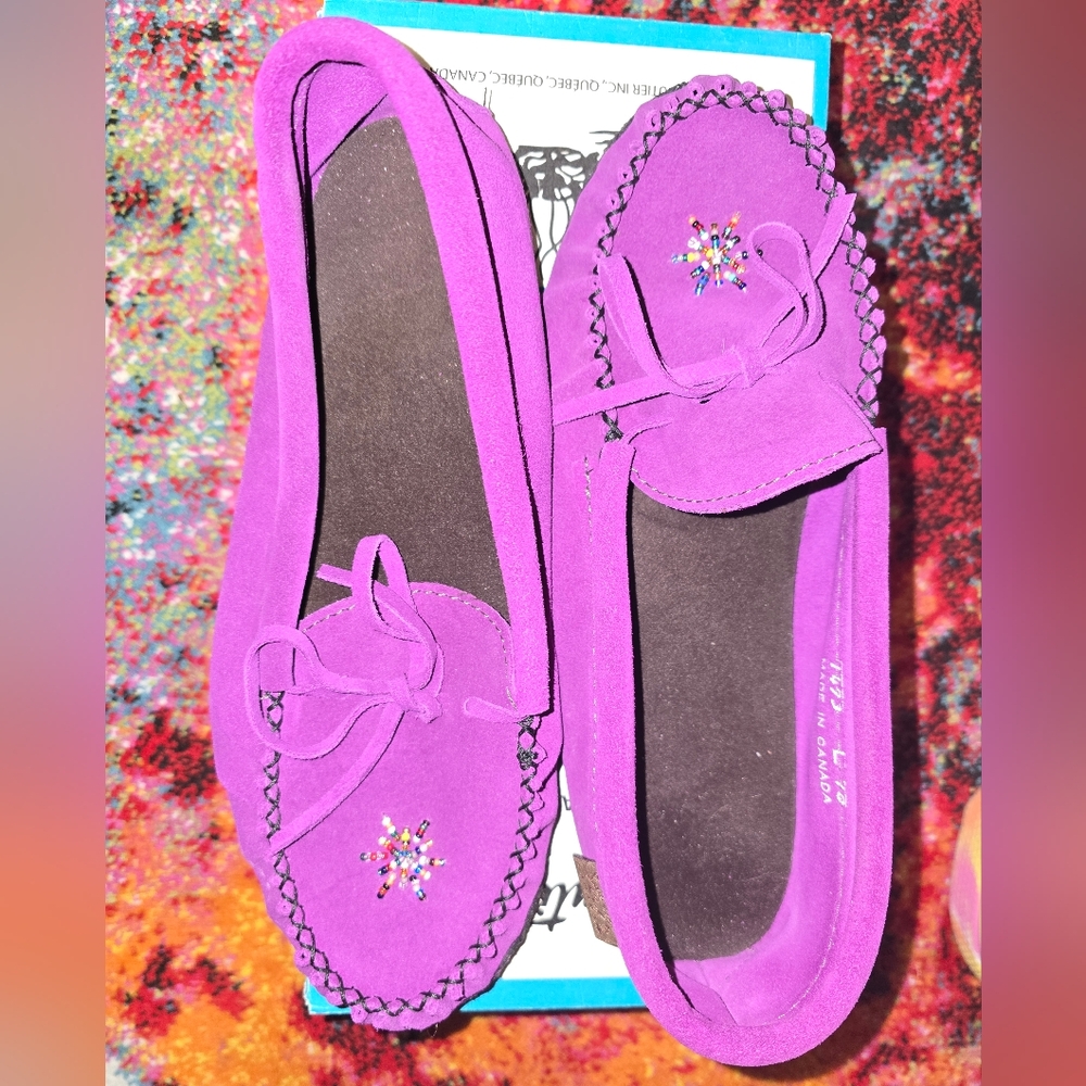 NIBA Authentic Purple Suede Moccasins size 10